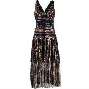 SELF-PORTRAIT Sequined tulle midi dress